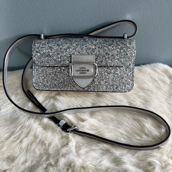 Coach Handbags - Coach Morgan Square Silver Glitter Crossbody Bag